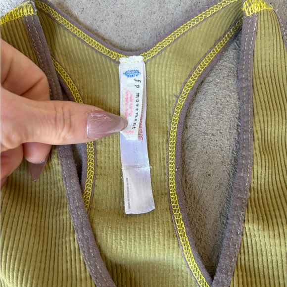 Free People FP Movement Free Throw Ribbed Crop Tank Yellow & Grey Size Medium - Picture 6 of 11